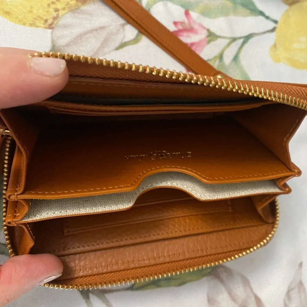 Mark & Graham brown leather monogrammed wallet